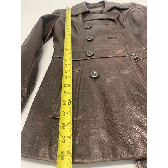 VTG Guess Jacket Button Up Leather Cleaner Brown S Women's A98 - Picture 6 of 12